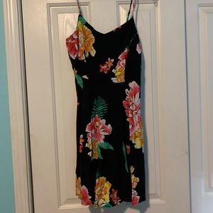 Black floral mini dress